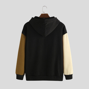 New Casual Autumn Wear <b>Run</b> Apparel Men's Color Blocking Hooded Sweatshirt Regular Fit Patchwork Knitted Oversized <b>Hoodies</b> - Product Image 2