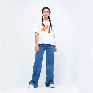 T-shirt décontracté à manches courtes pour femme, motif panda, en coton épais, col rond, confortable - Product Image 1