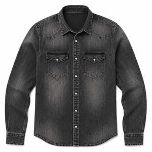 Chemise en jean vintage délavé respirant pour homme, manches longues, style streetwear décontracté, effet délavé, vente en gros, vêtements personnalisés OEM - Product Image 3