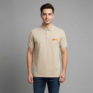 เสื้อโปโลผู้ชายแฟชั่น ผ้าถักเนื้อหนัก 180gsm ผ้าฝ้าย 100% พิมพ์ลายโลโก้ด้วยความร้อนตามสั่ง แห้งเร็ว สไตล์สตรีทแวร์ - Product Image 4
