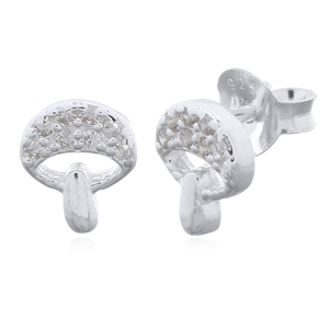 Encantadores pendientes de botón con forma de hongo y detalles de circonitas brillantes - Product Image 2