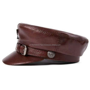 Sombrero de Cuero para Hombre, Estilo Casual para Exteriores, Piel de Vaca, Parte Superior Plana, Color Negro, con Bordado 3D, para Ciclismo y Pesca - Product Image 2