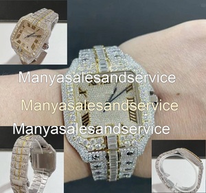 Montre à quartz pour homme avec cadran carré, bracelet en acier inoxydable et moissanite, étanche 10 bars, fermoir de bracelet avec boîte d'origine - Product Image 5