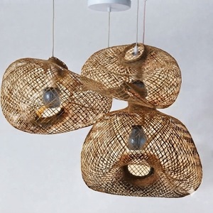 Handmade Bamboo Lampshade Natural Woven Ceiling <b>Light</b> Cover <b>Rustic</b> Eco Friendly Pendant Lighting Wholesale Manufacturer Supplier - Product Image 3