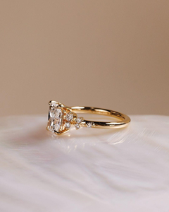 <b>Cushion</b> Cut Moissanite <b>Ring</b> with Side Stones 18K Gold Plated Engagement <b>Ring</b> Vintage Cluster <b>Wedding</b> <b>Ring</b> for Women - Product Image 4