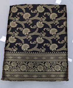 NOUVELLE ARRIVÉE Saree en Soie Lichi avec Pallu Riche et Broderie Jacquard, Blouse Non Cousue, Tenue de Fête, Vêtement Ethnique, Prix de Gros, Noir - Product Image 6