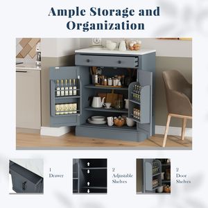 TOPMAX Dispensa da Cucina Moderna Autoportante con 2 Ripiani Regolabili, Mobile Bar Caffè, Cassettiera Buffet per Conservazione Alimenti e Video di Montaggio Inclusi - Product Image 6