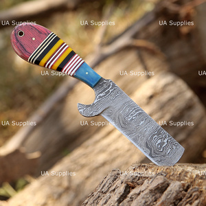 Hand Forged Damascus Steel Western Cowboy Bull Cutter Knife with Leather Sheath OEM ODM Available Razor Sharp Western Knives - Product Image 4
