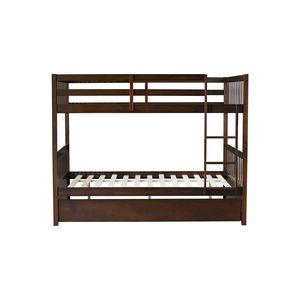 Letto a castello matrimoniale in legno di gomma con letto estraibile convertibile e sponde di sicurezza per camerette dei bambini - Product Image 5