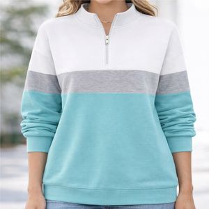 Sudadera de Forro Polar Vintage para Mujer con Media Cremallera y Bloques de Color, Suave, Informal, Cómoda para Uso Diario, Tejido Transpirable - Product Image 2