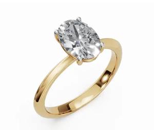 Bague solitaire Ophelia avec diamant de laboratoire taille ovale en or jaune, rose ou blanc 9kt, 14kt ou 18kt, 0,30 carat, bijoux durables - Product Image 1