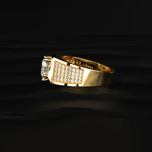 Anillo de Diamantes Solitario en Forma de Corazón de Alta Calidad con Banda Pavé, Anillo de Diamantes de Compromiso y Boda para Hombre, Claridad VVS-VS, IGI - Product Image 4