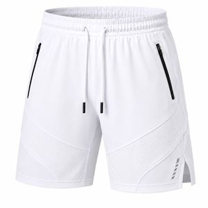 Shorts de sport pour hommes, haute qualité, 180g, en polyester tricoté, séchage rapide, respirant, taille mi-haute, avec cordon de serrage et fermeture éclair - Product Image 3