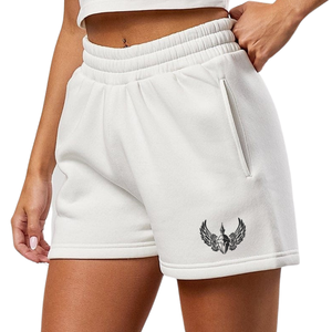 Shorts en molleton blanc pour femme, coupe décontractée, shorts de sport, toucher doux, entraînement, fitness, vêtements de sport décontractés, usage quotidien - Product Image 1