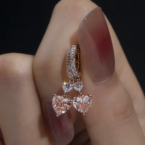 เครื่องประดับเพชรรูปดอกไม้หัวใจ14K ต่างหูเพชรสำหรับปลูกในห้องปฏิบัติการสีทองสำหรับผู้หญิงงานหมั้นสุดหรู - Product Image 4