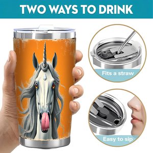 20oz Stainless Steel Tumbler Double Wall Insulated Leakproof Travel Mug With Unicorn Design For <b>Hot</b> Cold Drinks - Product Image 5