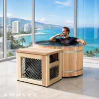 Baignoire de trempage froide en cèdre rouge avec vanne de vidange, cuve intégrée en acier inoxydable 304, refroidisseur intégré, pour extérieur, patio, spa domestique