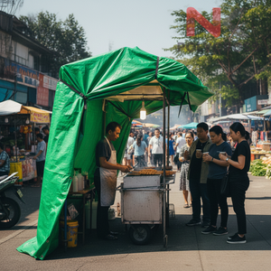 Bâche haute résistance pour couvrir les stands de marché, les chariots alimentaires et les boutiques de bord de route, pour la protection et la mise en place temporaire de marchés. - Product Image 2