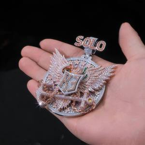 Colgante Personalizado con Nombre en 3D de Moissanita VVS para Hombre, Estilo Hip Hop, Plata 925, Cadena con Eslabones de Diamantes, Joyería con Colgante de Letra - Product Image 3