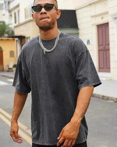 T-shirt Homme Vintage Uni Personnalisable avec Logo, Effet Délavé Acide, Respirant, Style Urbain - Product Image 6