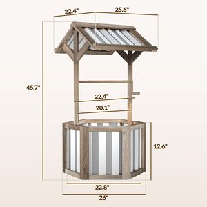 Fioriera Esagonale Rialzata in Legno Grigio Chiaro con Tettoia Zincata per Giardino - Edificio da Giardino - Product Image 3
