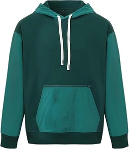 เสื้อฮู้ดดี้ผู้ชายสีเขียวป่าคุณภาพสูง แขนยาว ผ้าฝ้าย สวมใส่สบาย สไตล์ลำลอง สปอร์ต สตรีทแวร์ มีกระเป๋า - Product Image 1