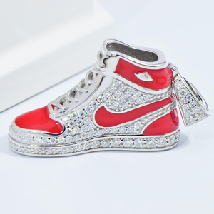 Moissanite Diamond Pendant 925 Silver Sneaker Charm Necklace Luxury <b>Iced</b> <b>Out</b> <b>Chain</b> Sparkling Hip Hop Jewelry Gift - Product Image 4