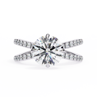 Bague de fiançailles en moissanite taille ronde avec bande croisée, bijou de mariage solitaire pour femme