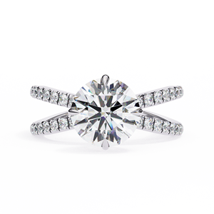 Anillo de Compromiso de Moissanita con Corte Redondo, Banda Cruzada, Joyería de Boda Solitaria para Mujer - Product Image 1