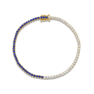 Pulsera de Tenis Riviera de Oro de 14K de Alta Calidad con Zafiro Azul y Diamantes Naturales, Joyería de Lujo Premium para Aniversario y Novia - Product Image 2