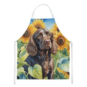 Boykin Spaniel girasoles Unisex gran delantal de cocina Multicolor para adultos para cocinar hornear jardinería y manualidades - Product Image 1