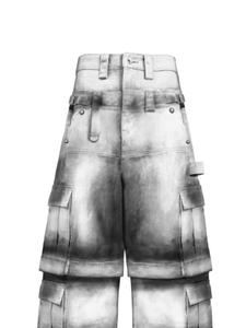 Jean en denim pour homme HaiYao 2026, haute qualité, double ceinture, style cargo délavé vintage, coupe large, streetwear Y2K, OEM ODM, en coton - Product Image 2