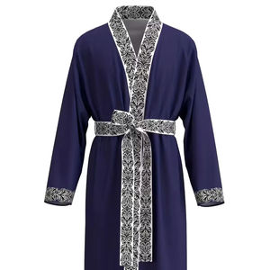 Batas de seda de alta calidad para hombre, camisón estampado, bata de verano de seda fina de manga larga, talla grande, con logo personalizado. - Product Image 1