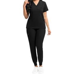 Ensemble de gommage médical Pantalon de survêtement unisexe Uniforme d'allaitement Col en V Respirant Denim Uniformes de gommage d'hôpital - Product Image 1