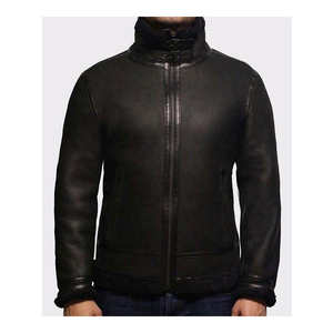 New Style Top Quality Material Breathable Pilot Flying <b>Leather</b> Jacket Men Black <b>Fur</b> Collar Custom <b>Leather</b> <b>Coat</b> Men Winter Jacket - Product Image 3