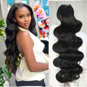 Letsfly 9A ผมบราซิลแบบ Body Wave Remy Hair ต่อผมแบบเครื่องจักร Double Weft ผมเวอร์จิ้นสีน้ำตาลผสม 20 ชิ้น/ล็อต จัดส่งฟรี - Product Image 5