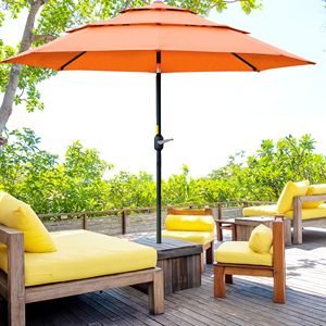 Ombrellone da Patio a 3 Livelli con Raggio di 2,7 m, Manovella e Pulsante di Inclinazione per Cortili Esterni e Palestre - Product Image 2