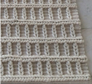 Tapis tressé en laine moderne et contemporain, grand format, non teint, à tissage plat, pour usage intérieur (salon et cuisine) - Prix usine - Product Image 2