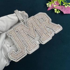 Collier Pendentif Personnalisé Hip Hop en Moissanite pour Homme, en Argent Sterling 925, Lettre Bling Sertie Griffe, Certifié IGI - Product Image 5