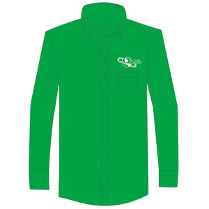 The Links Button Down Shirt Kelly Green with White Logo <b>Mens</b> Casual Long Sleeve <b>Dress</b> Shirt Custom Apparel Bulk Supply - Product Image 1