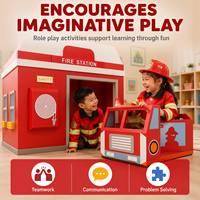 Maison de jeu pour enfants sur le thème de la caserne de pompiers, équipement de jeu intérieur, aire de jeux souple, maisonnette de pompier pour café de jeux et garderie