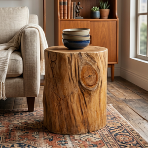 ARTERRA Luxury Handmade Organic Teak Wood Stool for Hotel and Villa Use <b>Rustic</b> Design <b>Side</b> <b>Table</b> - Product Image 4