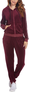 Fashion Velvet Hooded Heavyweight Solid Full-Length Flare Pants One Set Sweat Jogger Streetwear Eco-Friendly Winter 100% Cotton - Product Image 2