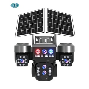 كاميرا V380pro لاسلكية تعمل بالطاقة الشمسية وبطاقة SIM 4G مع 4 عدسات و3 شاشات وتكبير بصري 10x وتتبع تلقائي وإضاءة إنذار للأمن والمراقبة - Product Image 1