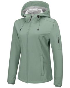 Women's Bomber <b>Jacket</b> Hooded Windproof Waterproof Breathable <b>Fleece</b> Lined Zip-Up Outdoor Windbreaker Reflective Autumn <b>Warm</b> - Product Image 2