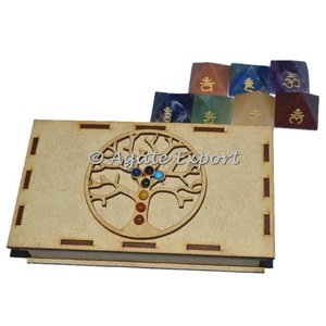 Juego de Esferas de Ágata de los Siete Chakras con Símbolos Grabados, Decoración Natural de Feng Shui para el Hogar - Product Image 6