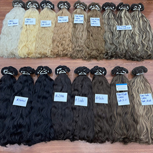 Extensiones de cabello humano vietnamita 100% con punta en U, punta plana, texturas onduladas naturales y colores piano, en longitudes completas. - Product Image 4