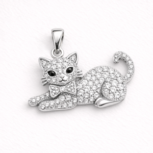 Pendentif chat en argent sterling 925, design personnalisé d'animaux mignons en 3D - Product Image 5