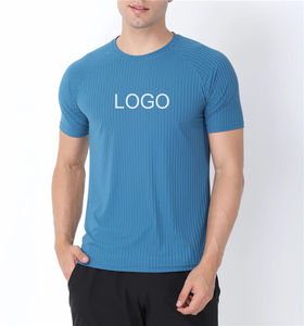 Nouveau T-shirt décontracté pour homme en polyester/coton blanc avec logo sur le devant, manches courtes, poches, séchage rapide et respirant - Product Image 1