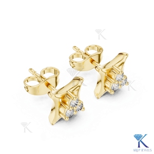 ต่างหูเพชรทรงสี่เหลี่ยมเว้าแบบฝังเพชร 3 เม็ด ทองคำแท้ 14K 18K ดีไซน์คลาสสิกสำหรับผู้หญิง ของขวัญวันครบรอบแต่งงาน - Product Image 6